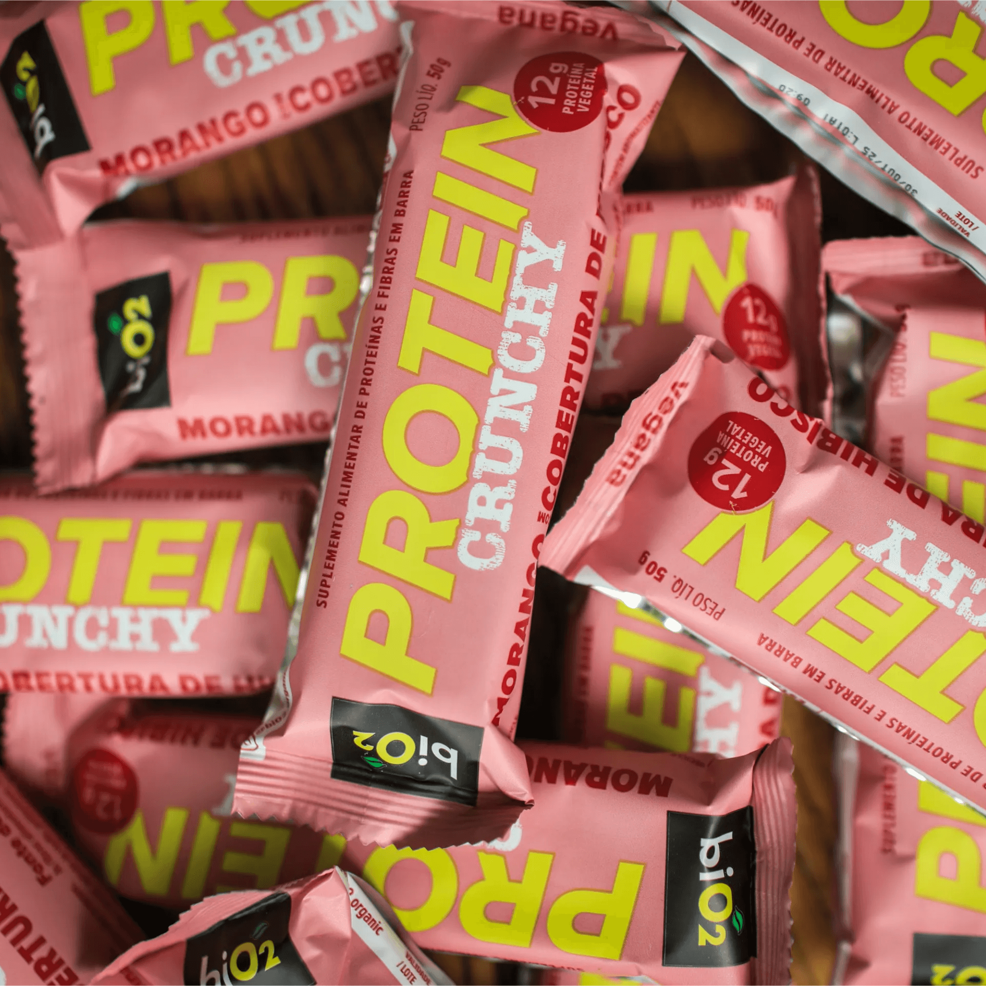 Protein Crunchy Morango com Hibisco 9x50g - biO2