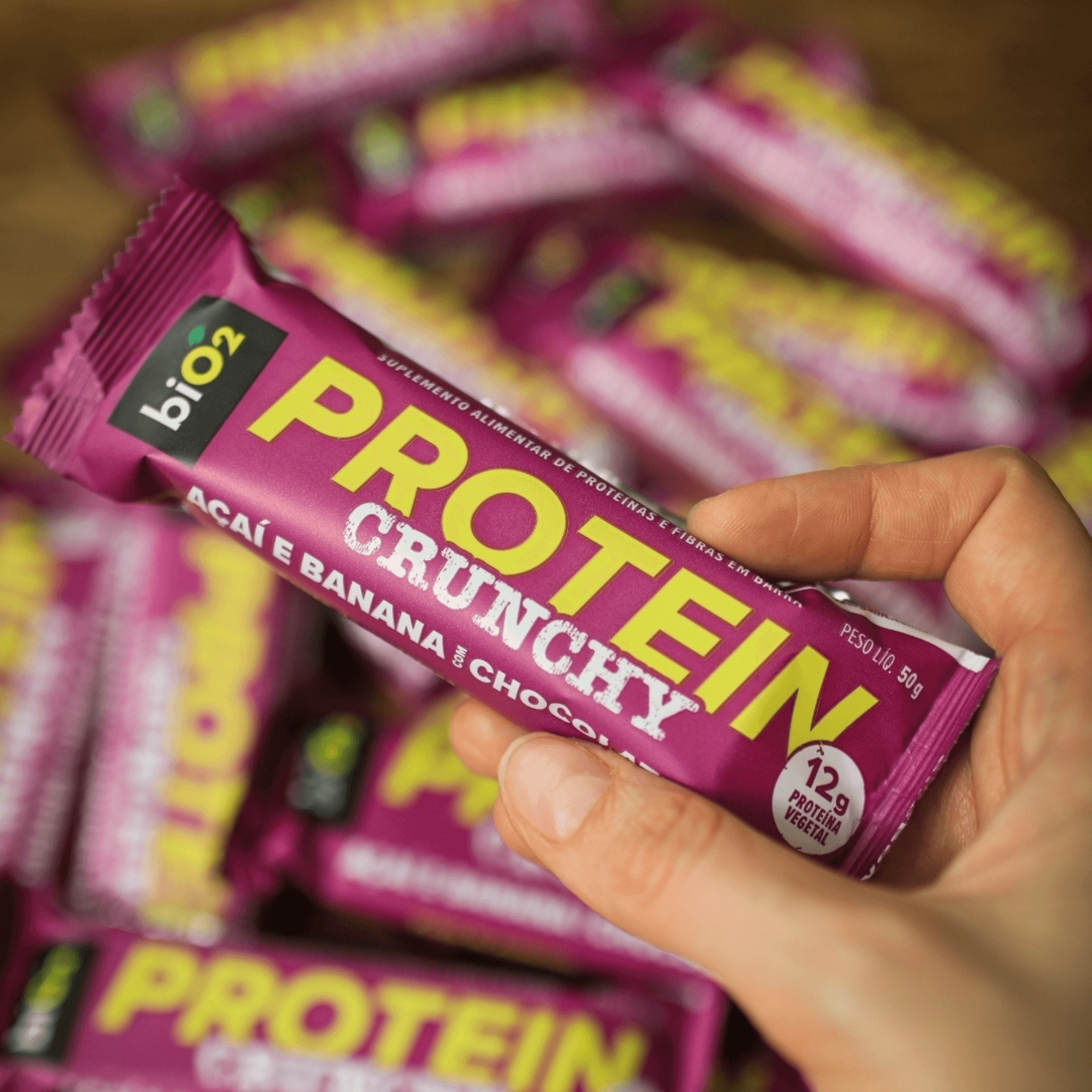 Protein Crunchy Açaí com Chocolate Branco 9x50g - biO2