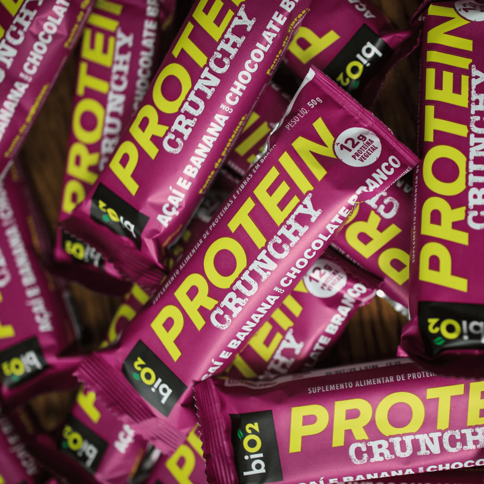 Protein Crunchy Açaí com Chocolate Branco 9x50g - biO2