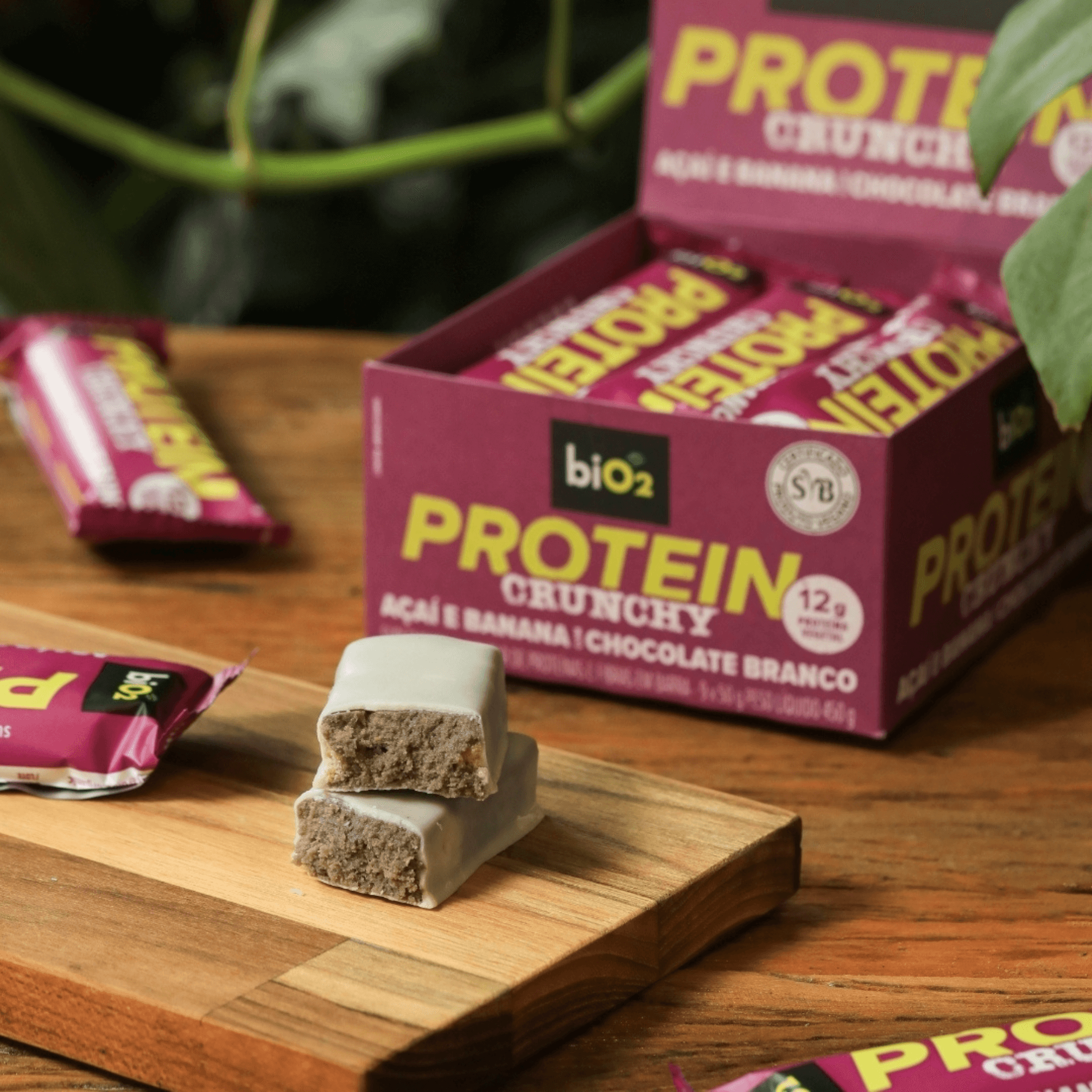 Protein Crunchy Açaí com Chocolate Branco 9x50g - biO2