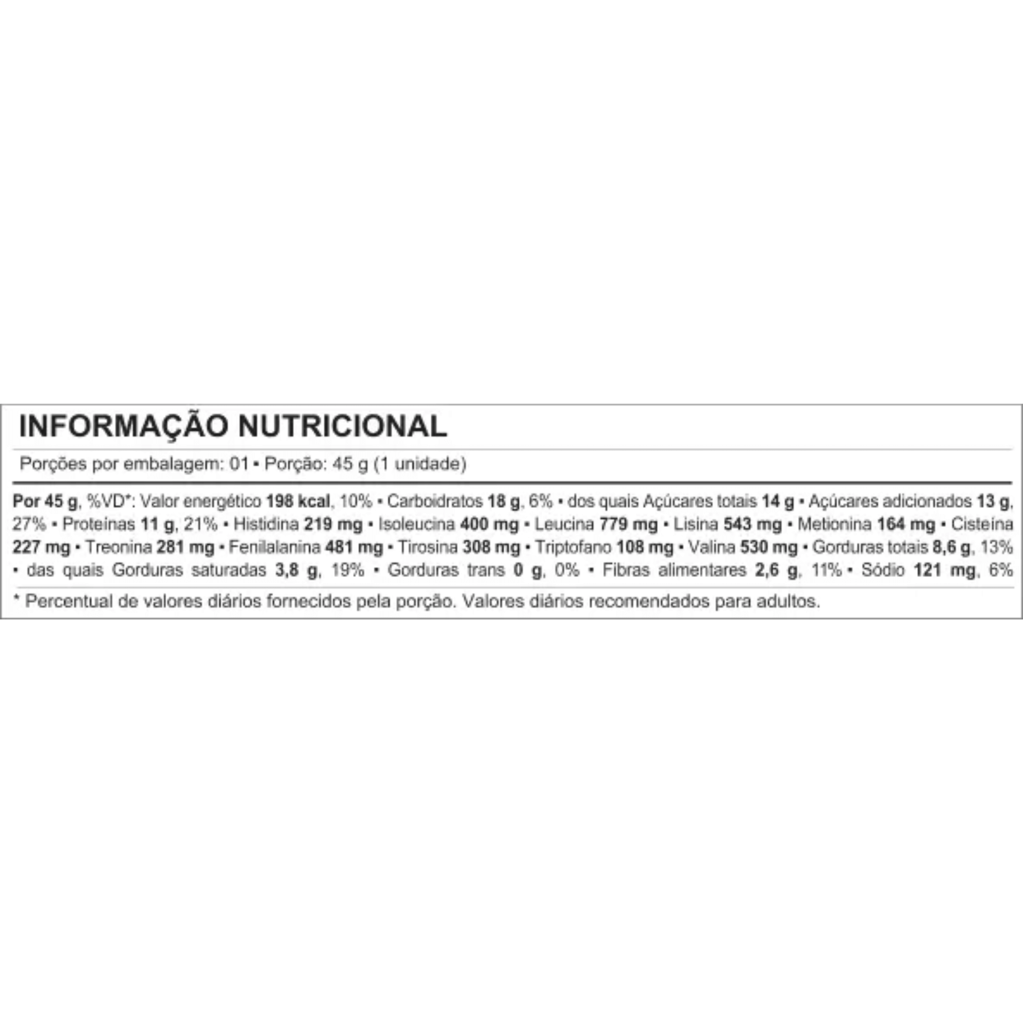 Barra de Proteína Cacau e Maca Peruana 12x45g - biO2