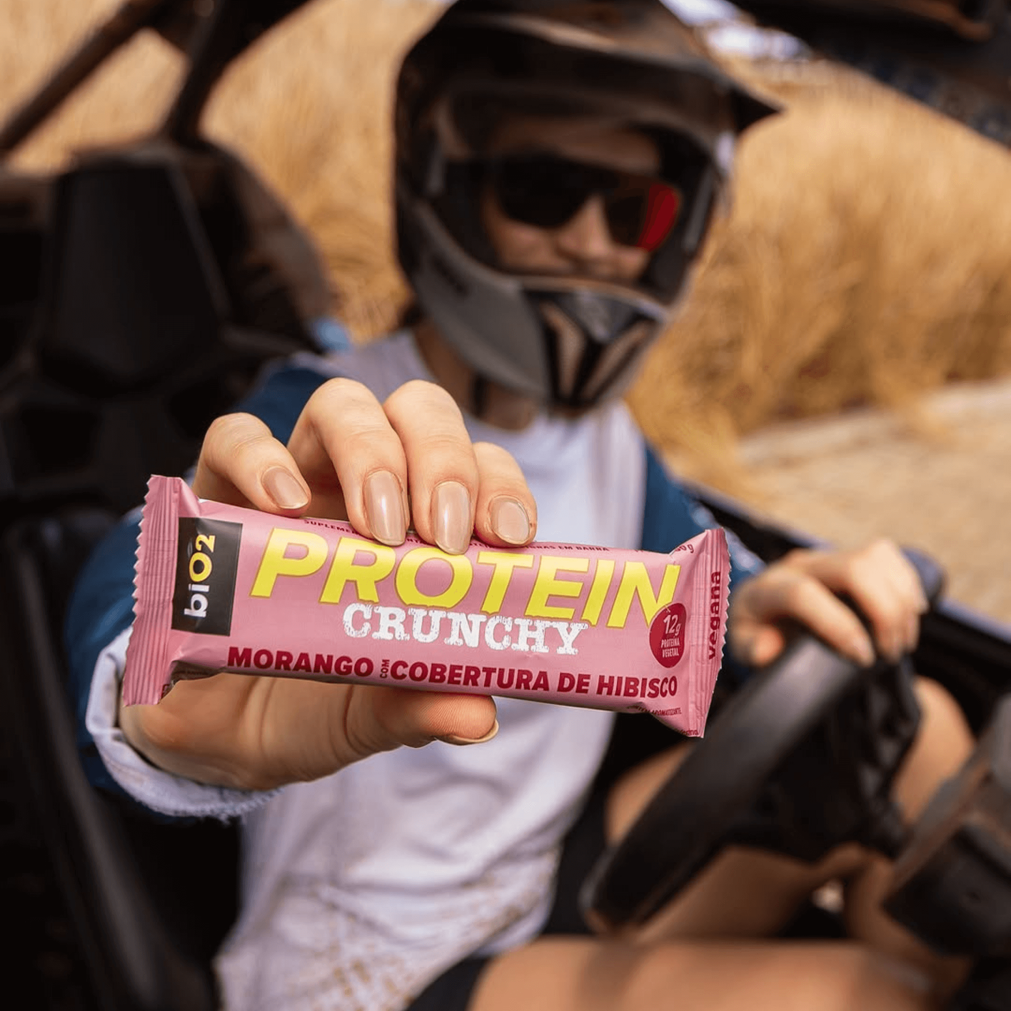 Protein Crunchy Morango com Hibisco 9x50g - biO2