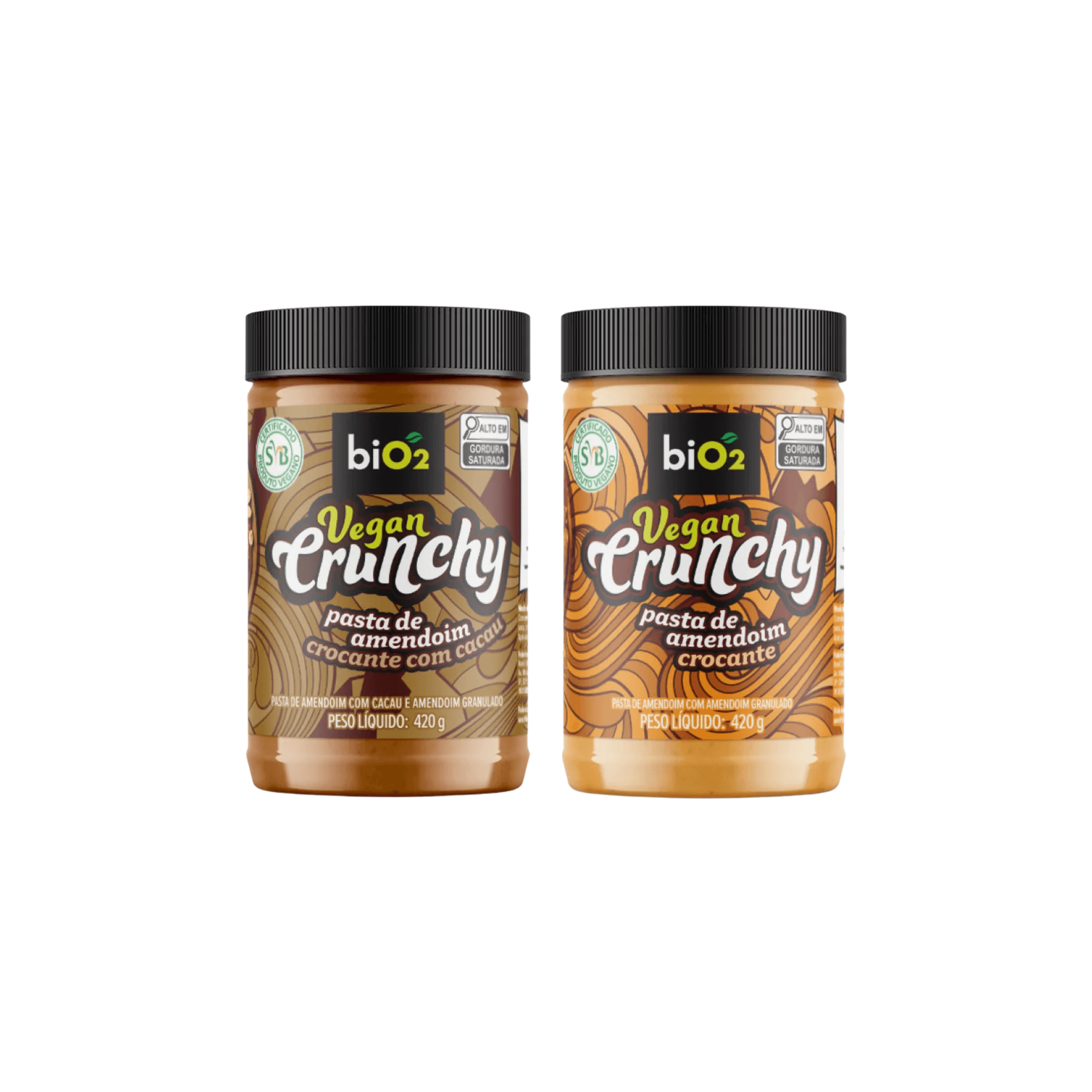 Kit Pasta de Amendoim Crocante + Pasta de Amendoim Crocante com Cacau biO2