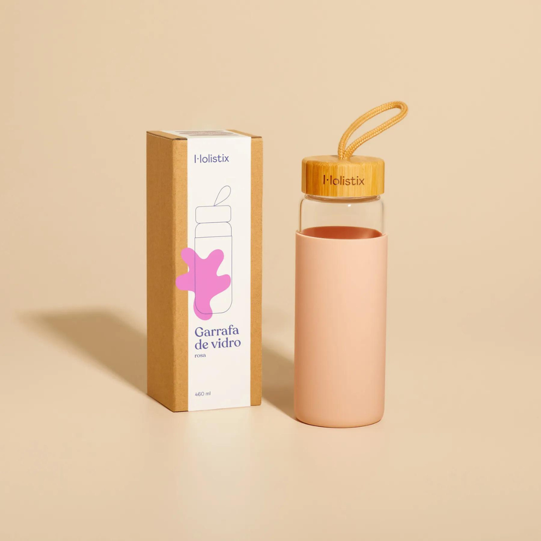 Garrafa de Vidro Rosa - Holistix