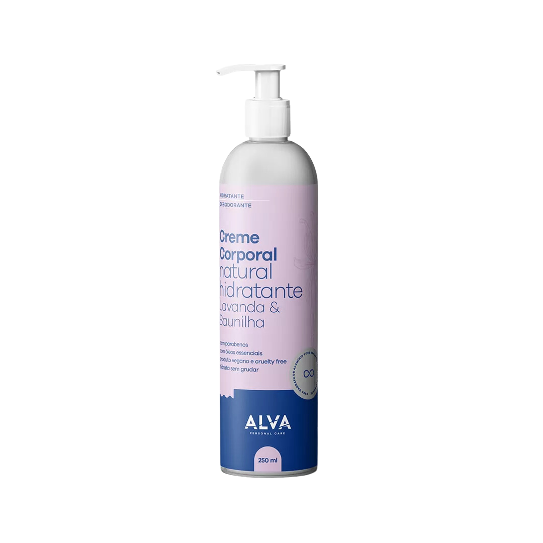 Creme Hidratante Corporal Natural Lavanda e Baunilha 250ml - Alva
