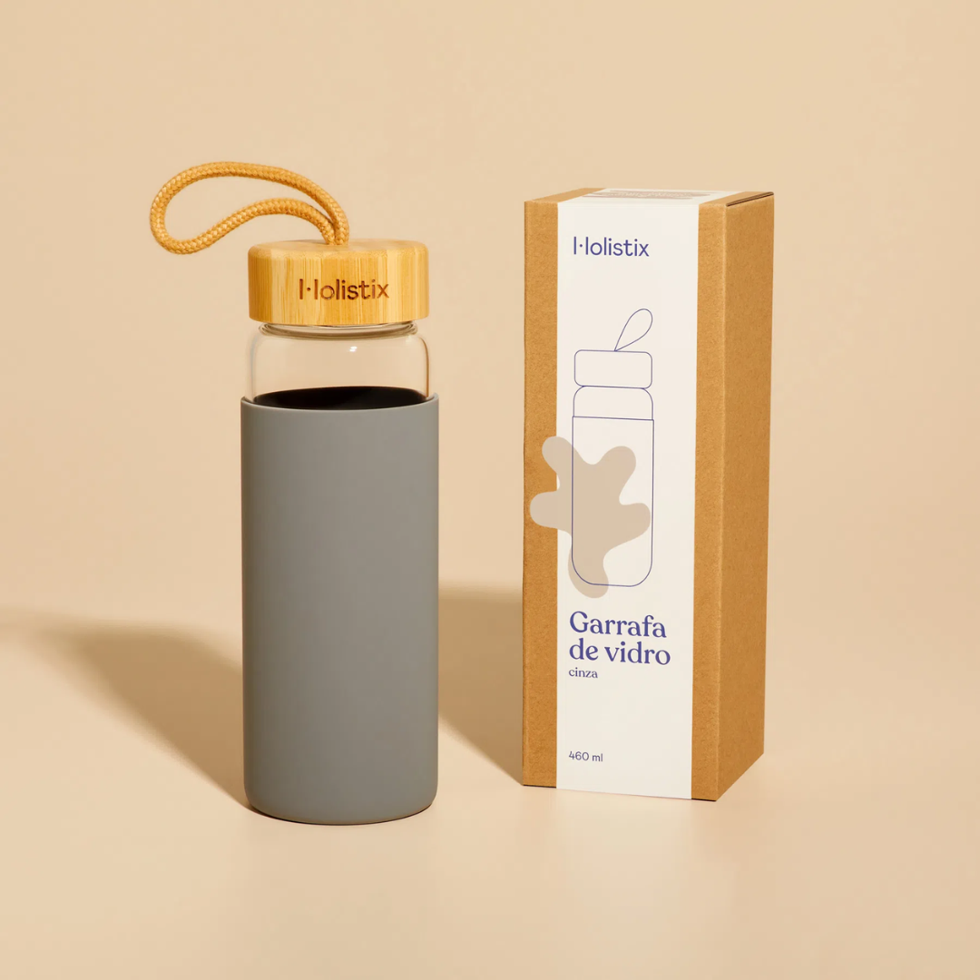 Garrafa de Vidro Cinza - Holistix