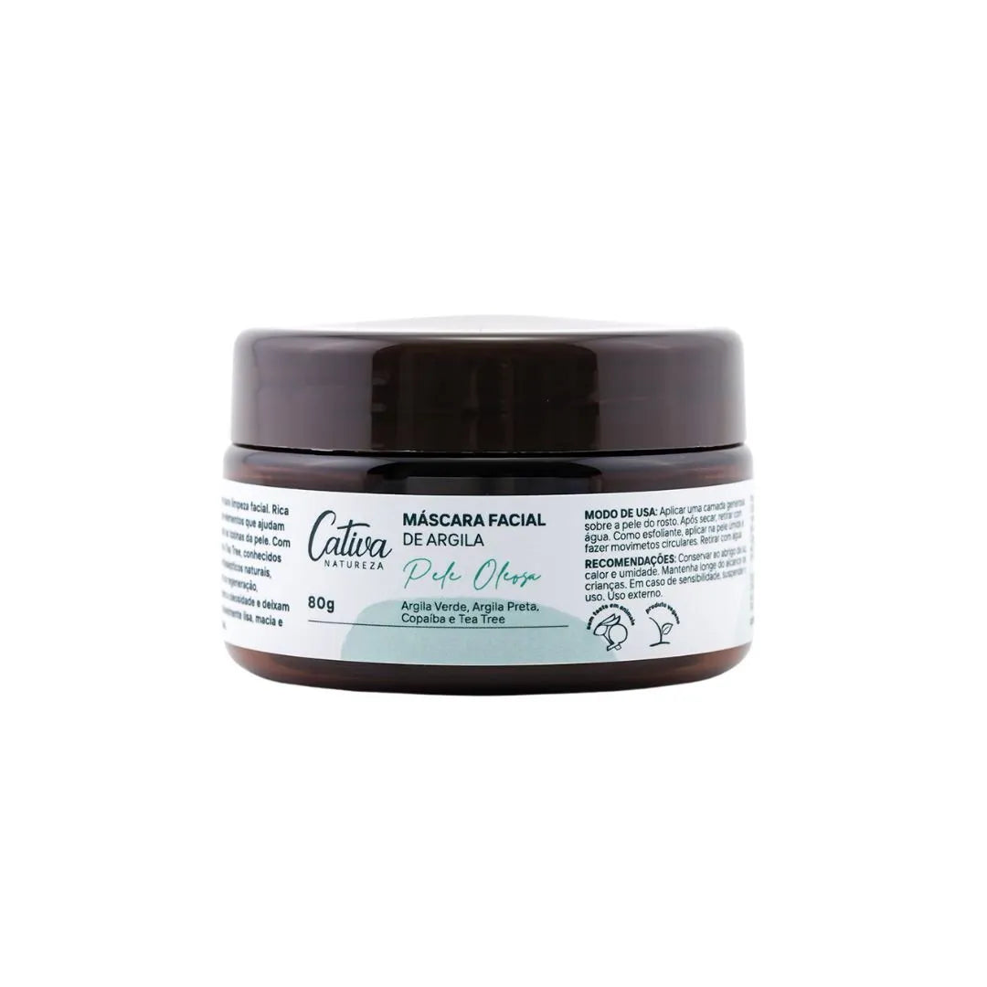 Máscara Facial de Argila Pele Oleosa 80g - Cativa