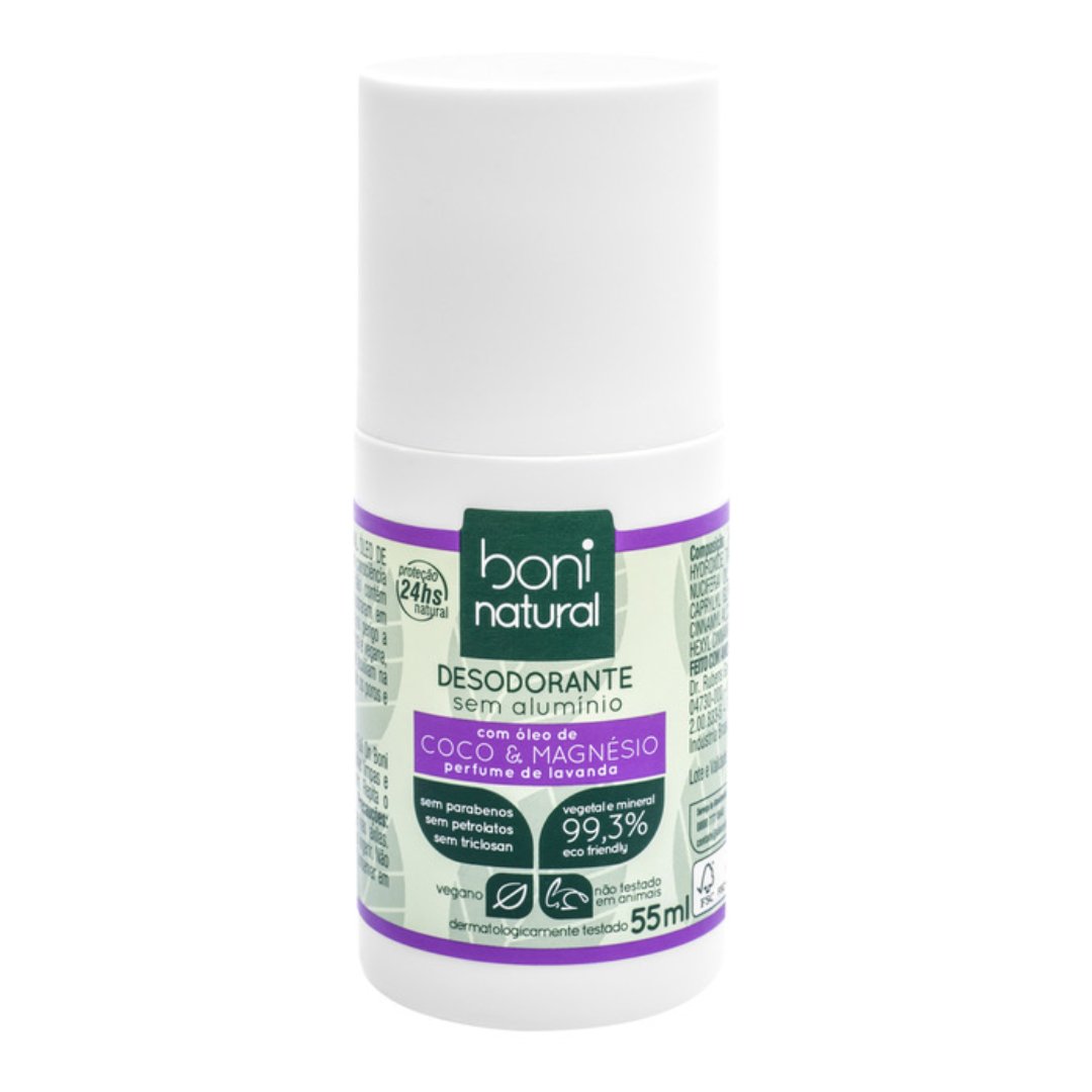 Desodorante Roll-On Coco e Magnésio 55ml - Boni Natural