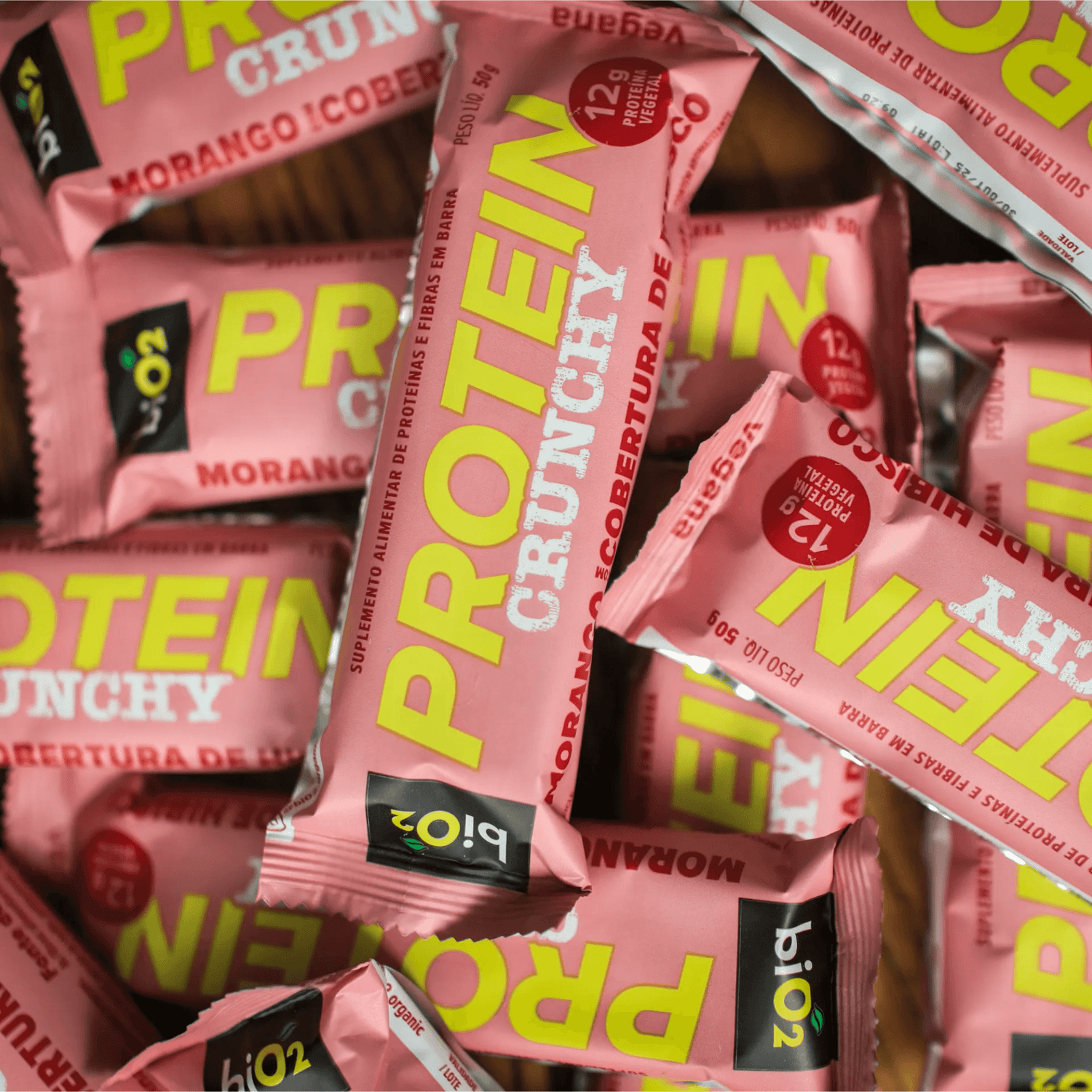 Protein Crunchy Morango com Hibisco 9x50g - biO2