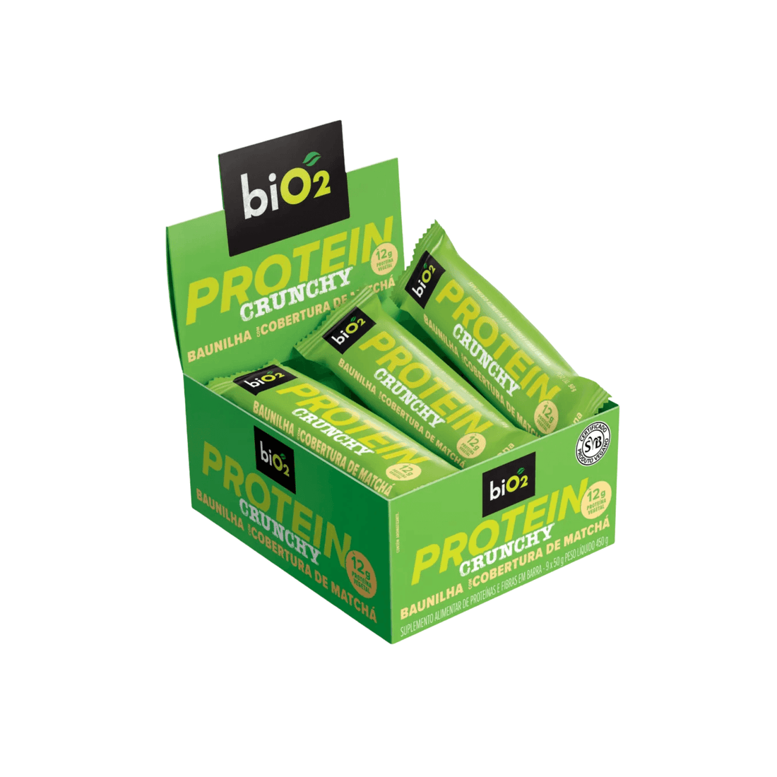 Protein Crunchy Baunilha com Matcha 9x50g - biO2