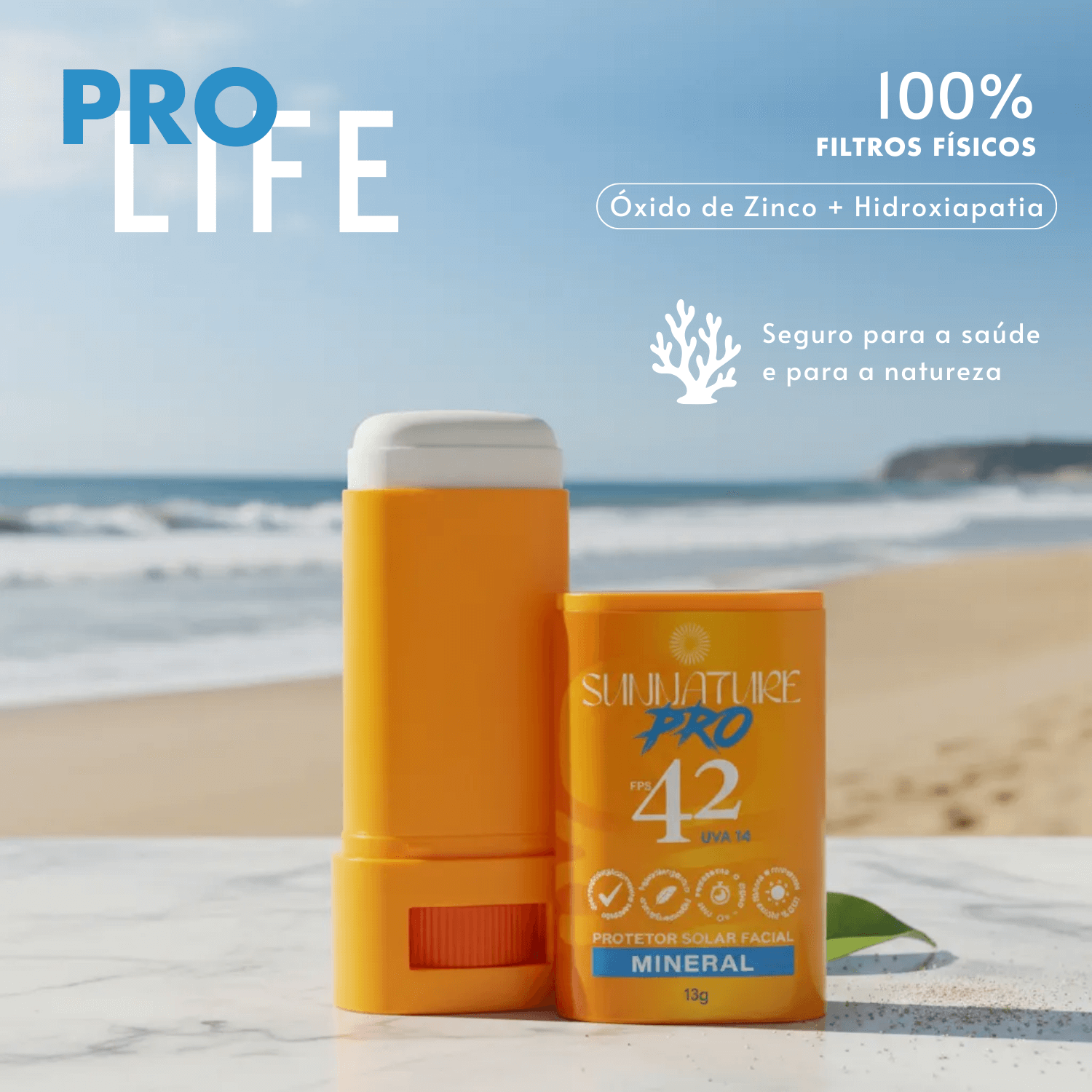 Protetor Solar Mineral em Bastão Sunnature Pro Fps 42 13g - BioBio