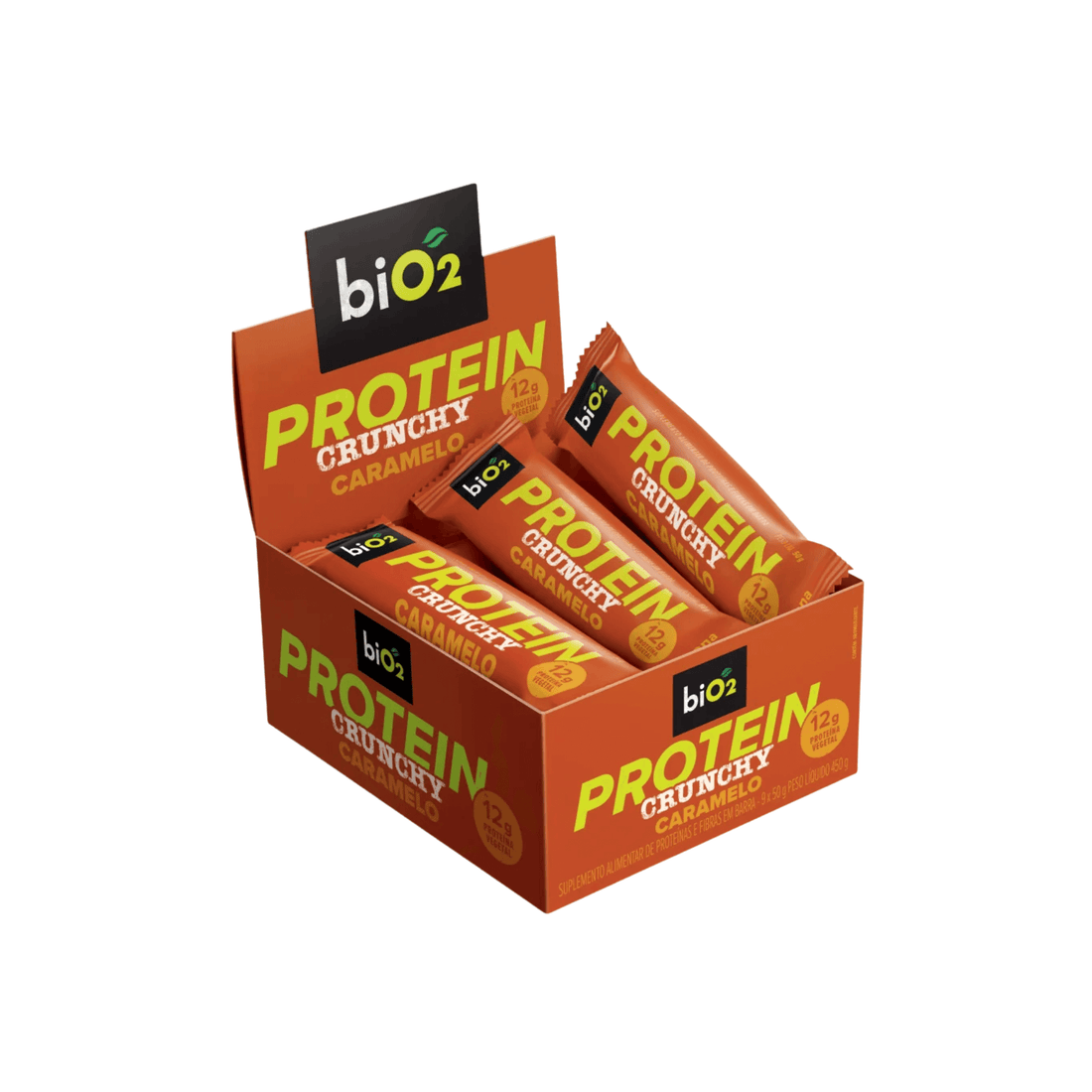 Protein Crunchy Bar Caramelo 9x50g - biO2