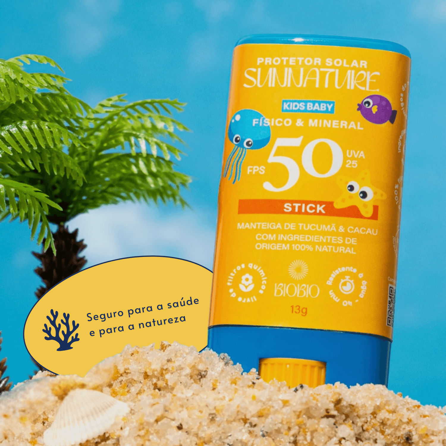 Protetor Solar Infantil em Bastão Sunnature FPS50 - BioBio