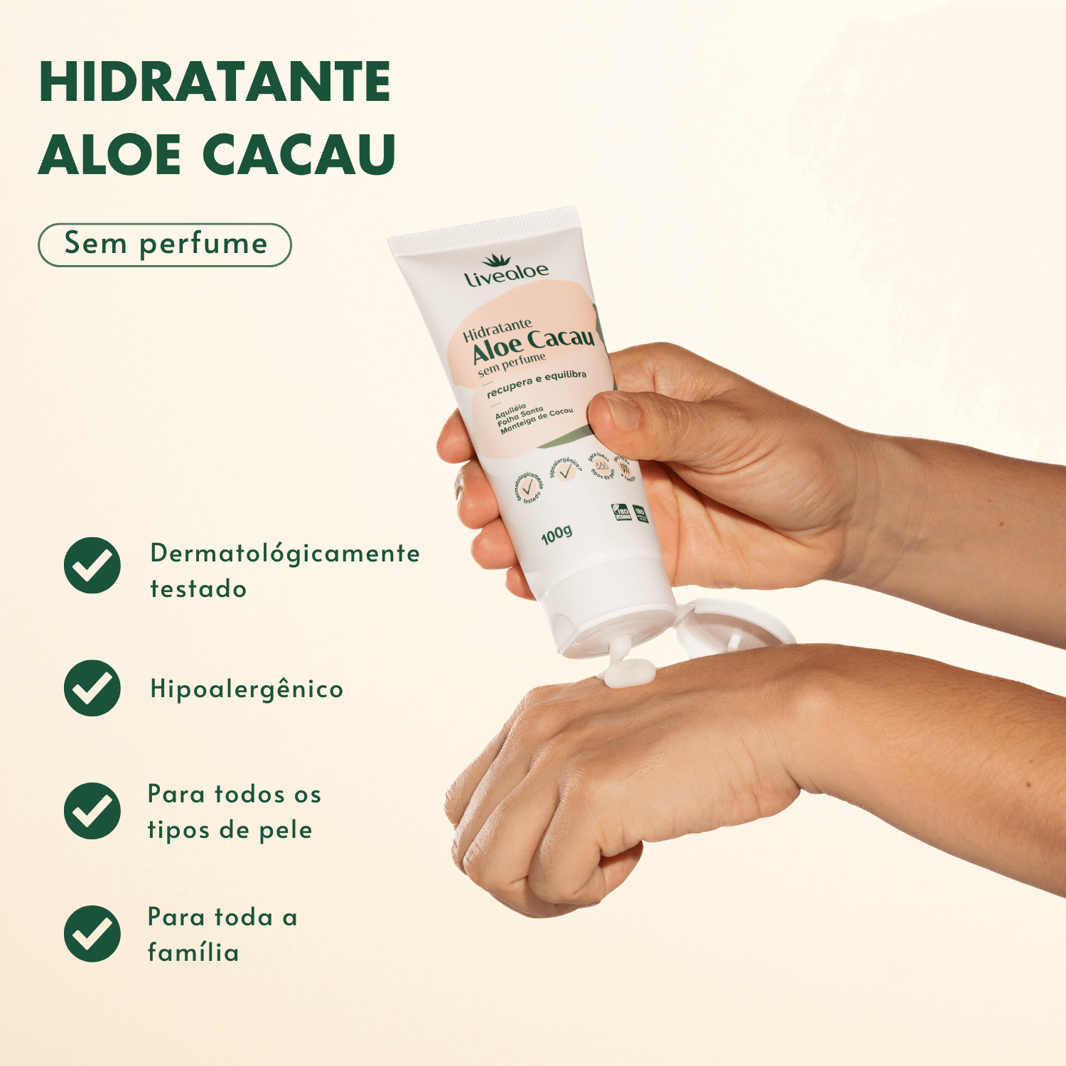 Hidratante Aloe Cacau Sem Perfume 100g - Livealoe