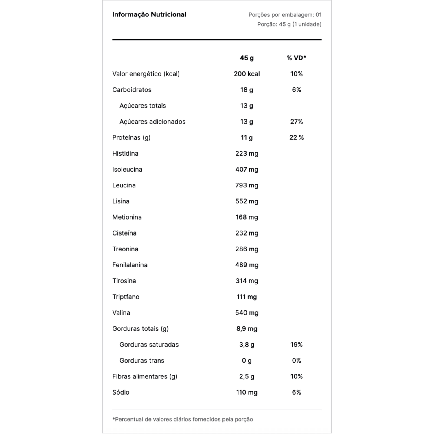 Barra de Proteína Baunilha 12x45g - biO2