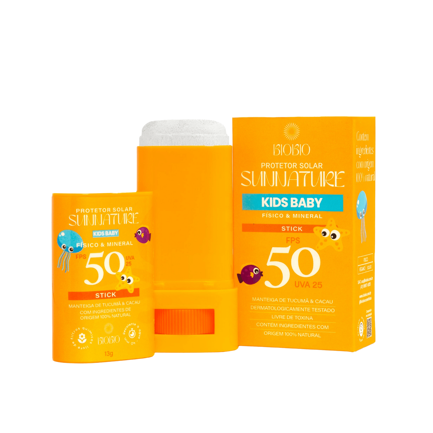 Protetor Solar Infantil em Bastão Sunnature FPS50 - BioBio