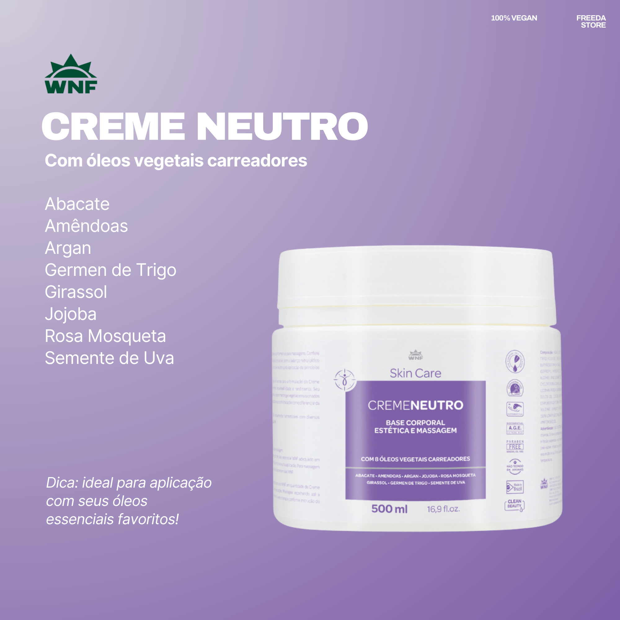 Creme Neutro Corporal 500g - WNF