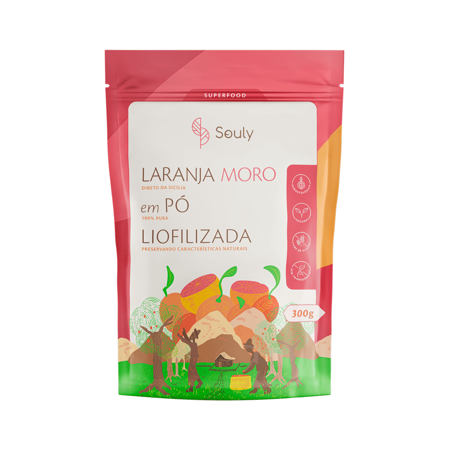 Laranja Moro em Pó Liofilizada 300g - Souly