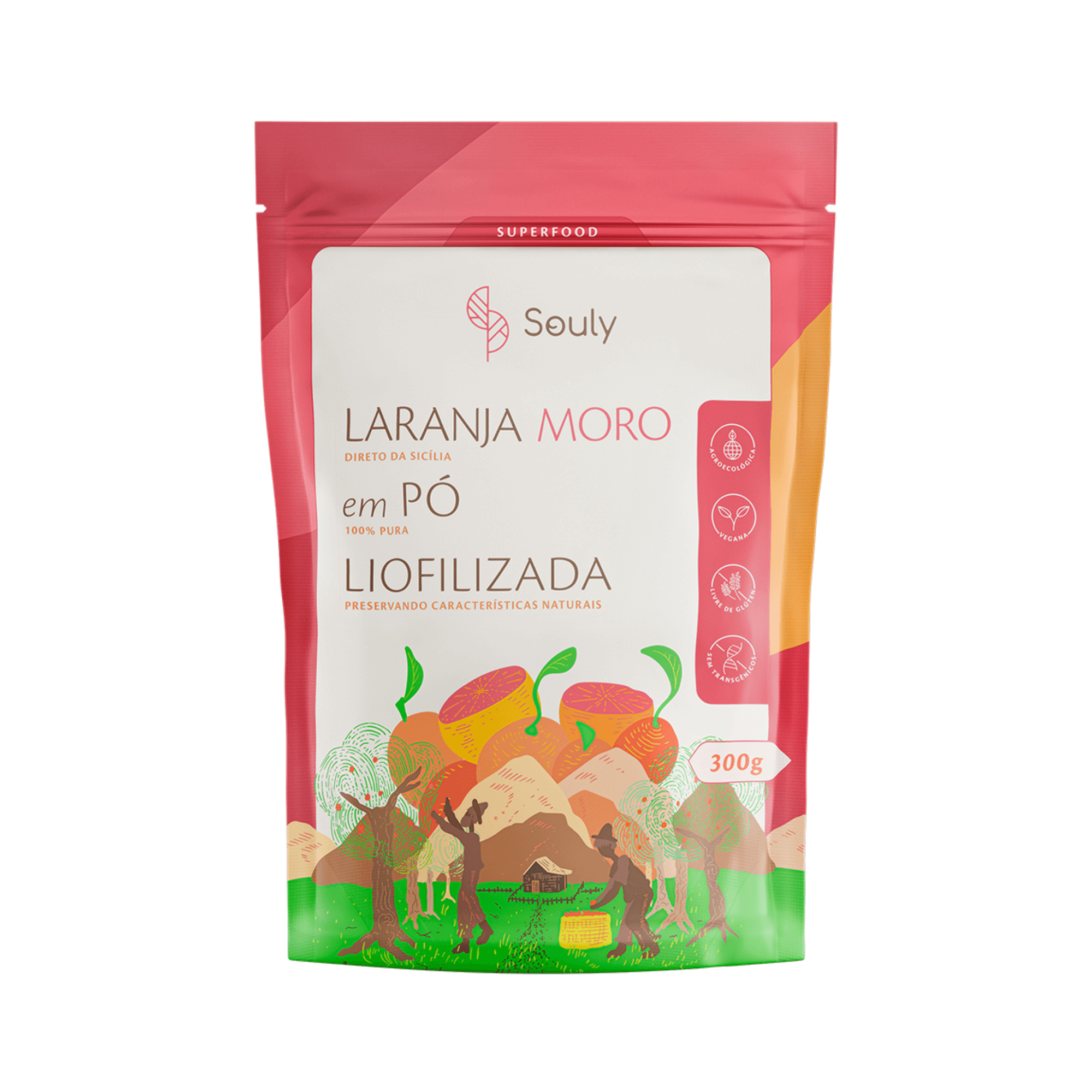 Laranja Moro em Pó Liofilizada 300g - Souly