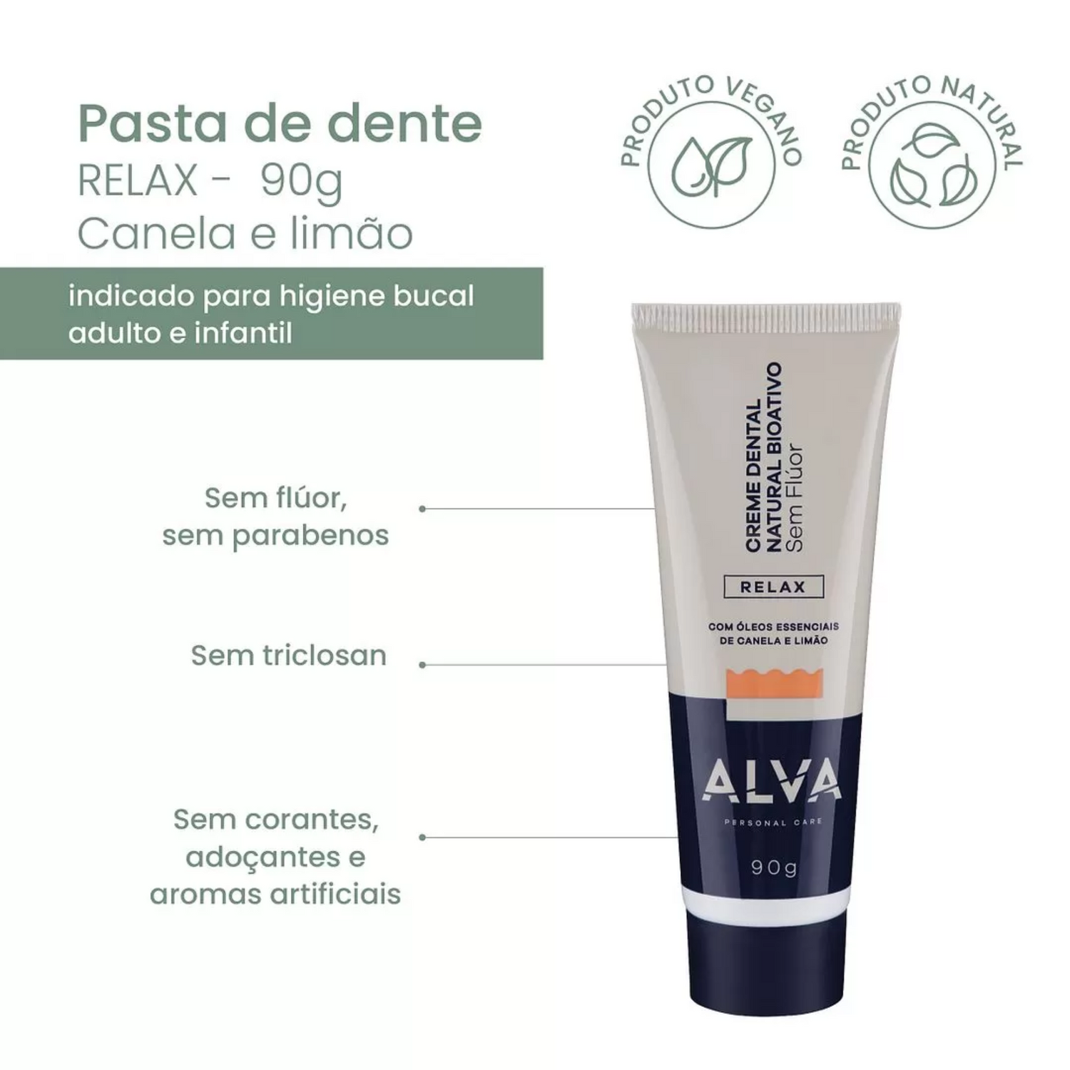 Creme Dental Natural Bioativo RELAX 90g - Alva