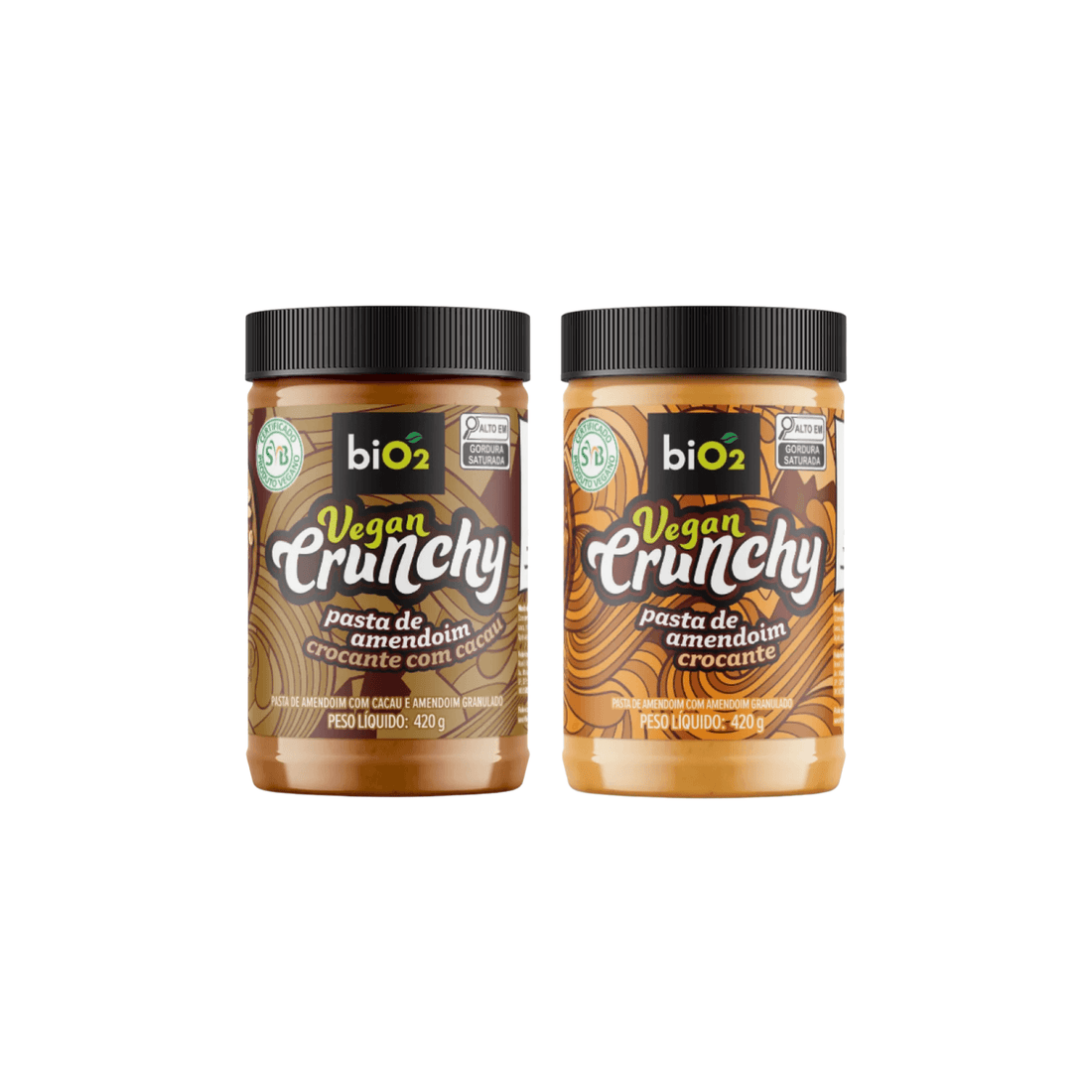 Kit Pasta de Amendoim Crocante + Pasta de Amendoim Crocante com Cacau biO2